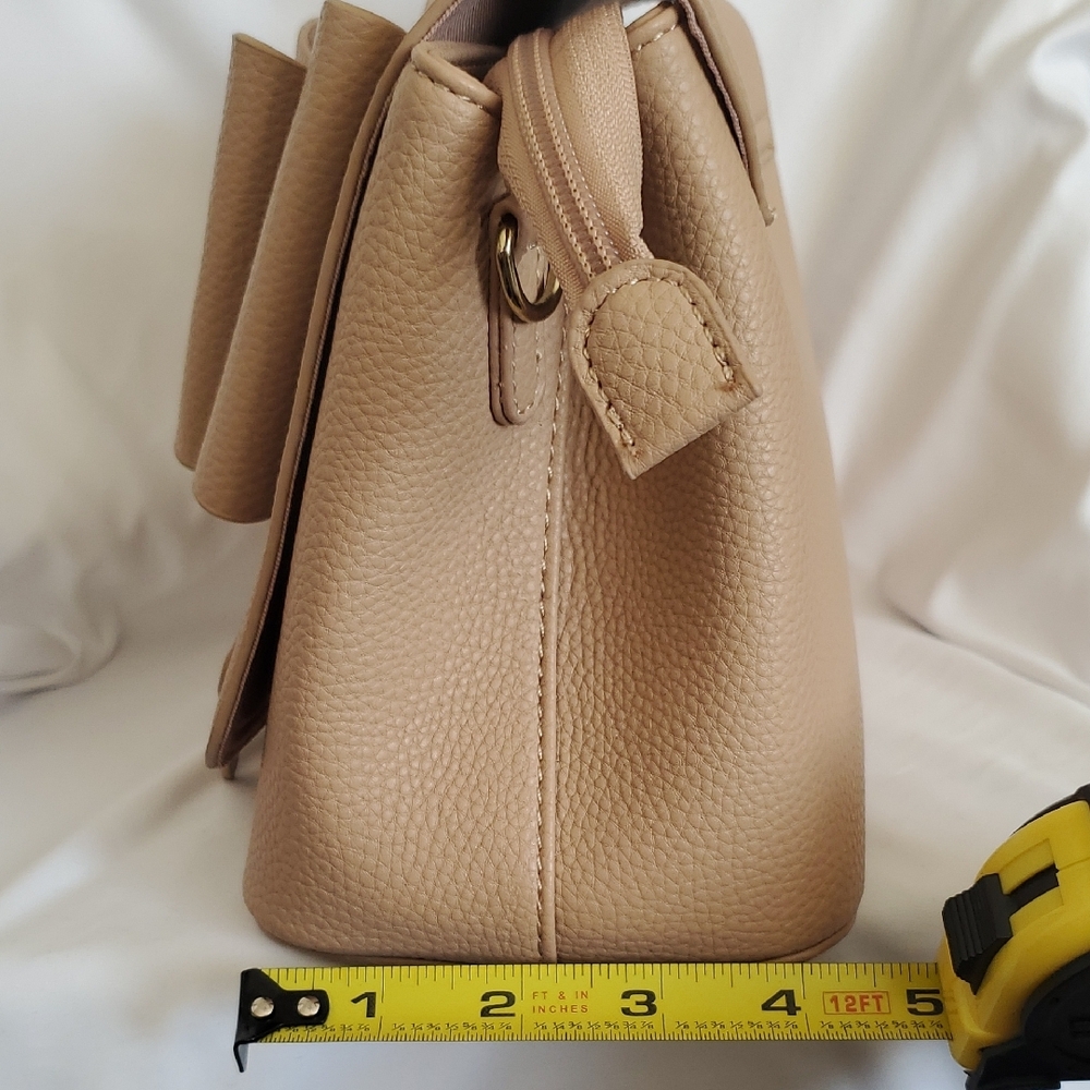 Neutral Beige Bow-Appliqué Top Handle Satchel - Picture 12 of 12